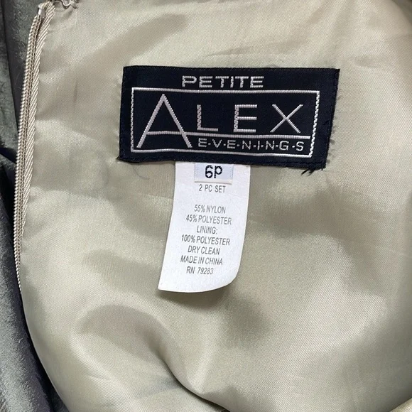 Alex Evenings Taffeta Two Pieces Green Petite Maxi Gown EUC - Picture 6 of 6